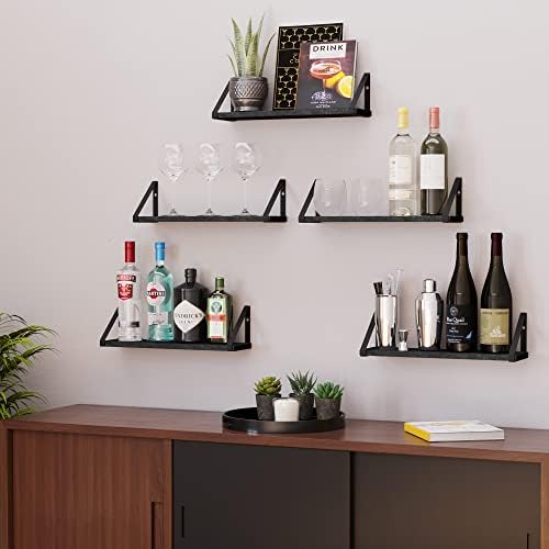 Wallniture Ponza 17'' x 4.5'' Floating Wall Shelf Bathroom, Small Wood Book Shelves for Wall Storage, Wall Mounted Shelf