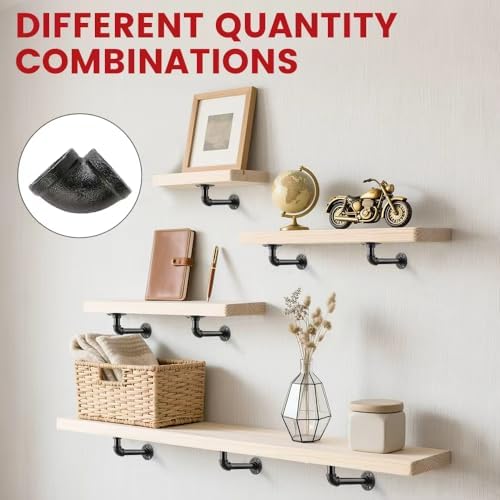 6 Pack Shelf Brackets for 7-14 in Floating Wooden Board Pipe Shelf Brackets