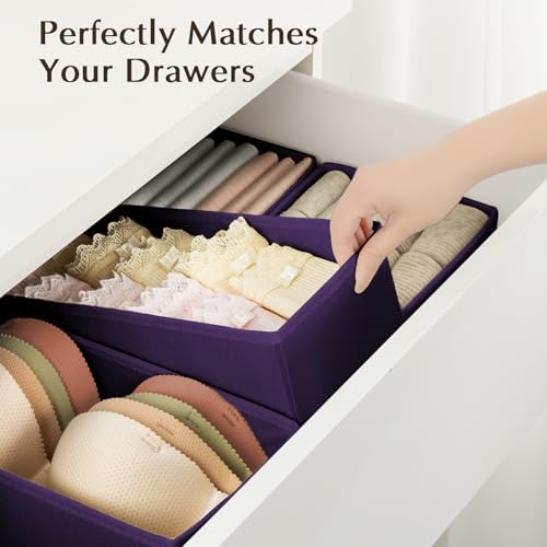 DIMJ Drawer Organizers Clothes, Set of 8 Dresser Organizer Bins, Fabric Closet Organizers and Storage, Shallow Drawer Di