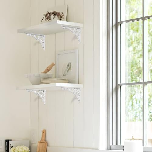 Khtumeware Shelf Bracket 6 Inch, Decorative Brackets for Shelving, Heavy Duty Vintage Ornate Shelf Bracket, Hardware Inc