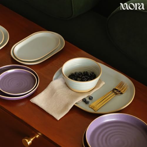 Mora Ceramic Decorative Tray - 9.4in Dish for Jewelry, Perfume, Makeup, Accessories, Candle, in the Bathroom Vanity, Bed
