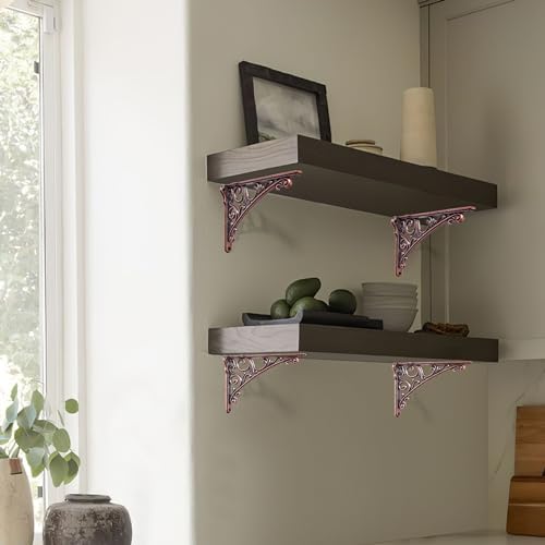 Khtumeware Shelf Bracket 8 Inch, Decorative Brackets for Shelving, Heavy Duty Vintage Ornate Shelf Bracket, Hardware Inc