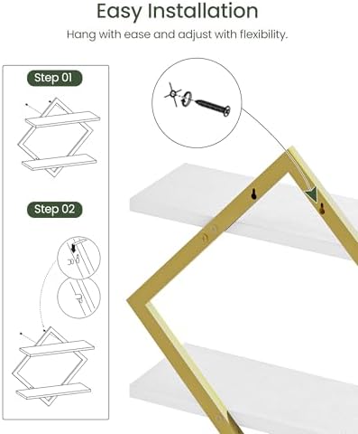 CHOEZON Floating Shelves for Wall, Set of 2 Wall Mounted Shelves, 2-Tier Hanging Shelves, for Living Room, Bedroom, Kitc