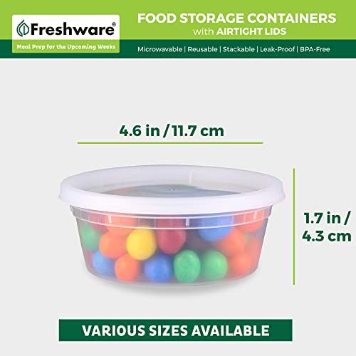 Freshware Food Storage Containers [240 Set] 8 oz Plastic Deli Containers with Lids, Slime, Soup, Meal Prep Containers, BPA Free, Stackable, Leakproof, Microwave, Dishwasher and Freezer Safe
