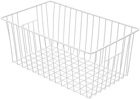 16inch Freezer Storage Organizer Baskets, Household Wire Refrigerator Bins with Built-in Handles for Cabinet, Pantry, Cl