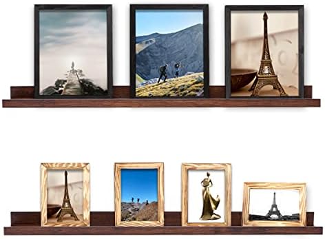 AZSKY 48 Inch Long Floating Shelves for Wall Large Picture Ledge Walnut Photo Ledge Wall Shelf Bookshelf for Home Decor 
