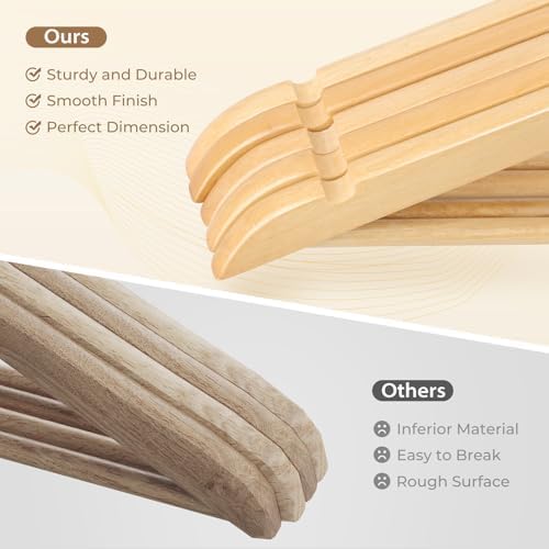 30 Pcs Wooden Hangers, Heavy Duty Clothing Rack for Coat, Suits