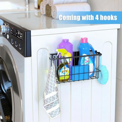 NiHome Magnetic Basket Organizer, Dryer Ball Holder, 2 Pack, Black