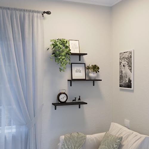 DOLLFIO Floating Wall Shelves, Decor & Storage, Black, 16.5'', 3Pcs