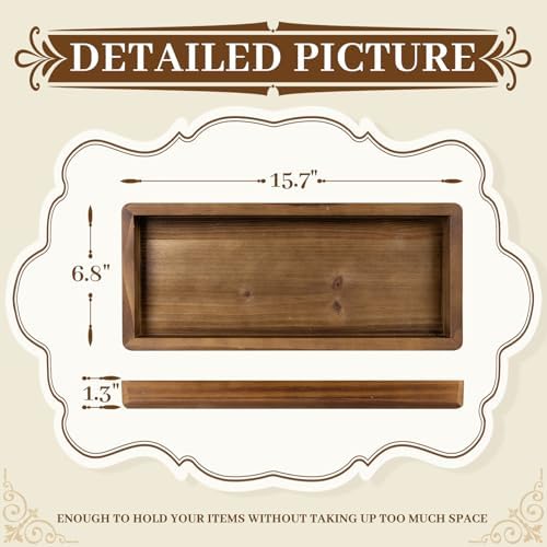 MAONAME Brown Long Narrow Tray, 15.7"x 6.8" Wood Bathroom Vanity Tray