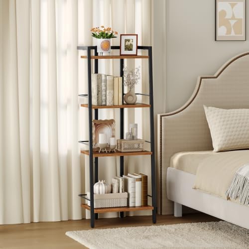 MAHANCRIS 4-Tier Book Shelf, Ladder Shelf, Bookcase, Ladder Shelving Unit