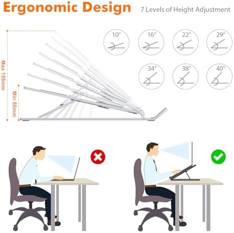 GRIFEMA Laptop Stand for Desk, Aluminum Laptop Riser 7-Angle Adjustable