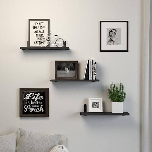 DOLLFIO Floating Wall Shelves, Decor & Storage, Black, 16.5'', 3Pcs