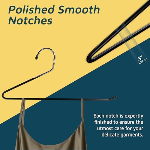 Lifemaster Metal Pants Hanger Set - 50 Pieces Elegant Non-Slip Closet Space Saving Hanger Set for Pants, Trouser, Blankets, and Jeans with Rubber Coating and Open Ended Sleek Design - Black