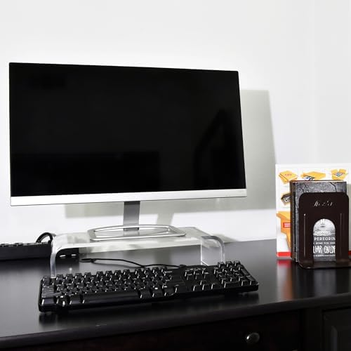 AMT Premium Acrylic Monitor Stand, Clear, Monitor Riser for Laptop/PC/Multimedia Monitor/Printer Stand for Home Office (