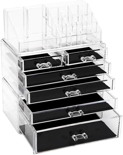 Sea Team 3-Tier Stackable Clear Acrylic Makeup Organizer with Drawers