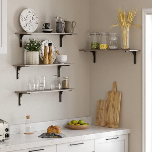 DINZI LVJ Long Wall Shelves, 31.5Inch Wooden Wall Mounted Shelves, Set of 2