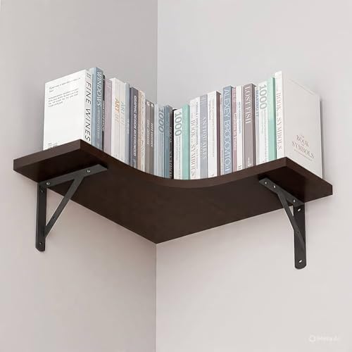 Wooden Wall Shelves | Corner Wall Shelf | Book Shelf for Wall | Floating Wall Mounted Shelfs 5 Tier for Home Decoration 