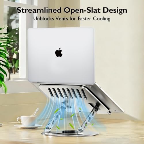 Laptop Stand for Desk - All-Metal Ergonomic Computer Stand & Laptop Riser, 360° Rotatable & Adjustable & Foldable, Lapto