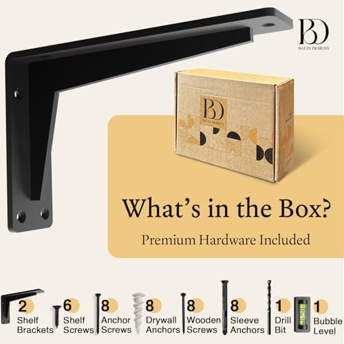 2 Pack Heavy Duty Shelf Brackets 10 Inch Mantel Decorative L Bracket for Shelves, Metal Shelf Support Bracket, Wall Moun