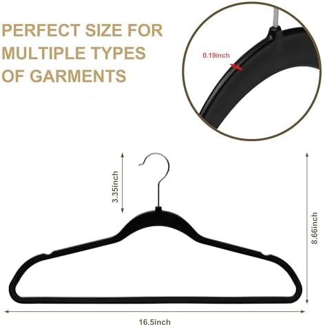Quality Hangers 200 Pack Slim Plastic Hangers for Clothes - 16.5" Won't Crease Your Clothes, Heavy Duty Non-Velvet Black Hangers, 360° Swivel Chrome Hook Dresses Coats Shirts