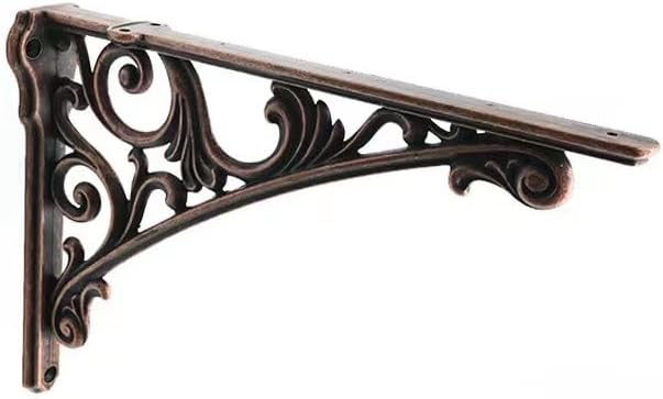 Decorative Shelf Bracket 8 inch, Antique Copper Brackets for Shelving, Heavy Duty Vintage, DIY Projects, Hardware Includ