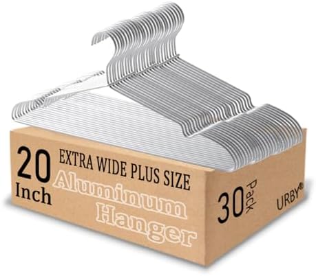 Urby 20 Inch Extra Large Hangers, 4.2 mm Aluminum Heavy-Duty Hangers, 30pk