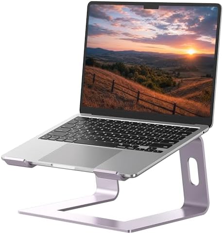 SOUNDANCE Laptop Stand, Aluminum Ergonomic Desk Riser, 10-15.6", Purple