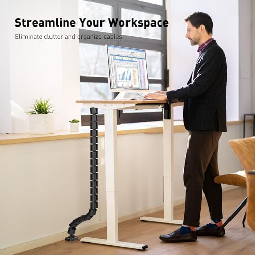 Heavy Duty Screw-in Cable Management Spine, 4-Channel Under Desk Vertebrae Cord Organizer for Wood & Laminate Standing D