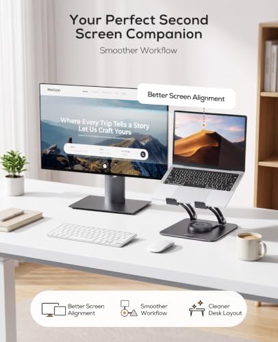 Nulaxy 360° Rotating Ergonomic Laptop Stand for Desk, Dual Foldable Design