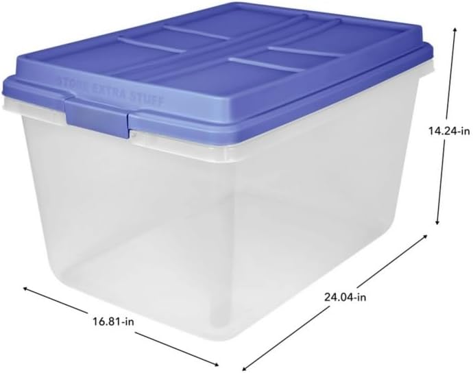 72 Qt Clear Plastic Storage Bin with Latch Lid, Heavy Duty Stackable Tote