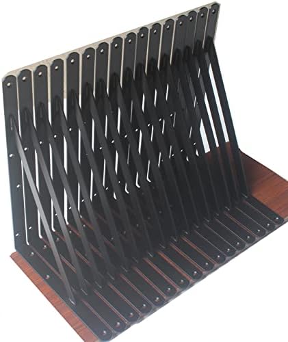 20 Pack L14 x H 10" Black Heavy Duty Shelf Brackets with Screws Metal Shelf Brackets Shelf Support Angle Brackets for Sh