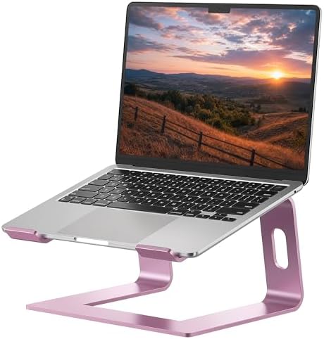 SOUNDANCE Laptop Stand, Aluminum Ergonomic Desk Riser, 10-15.6", Pink