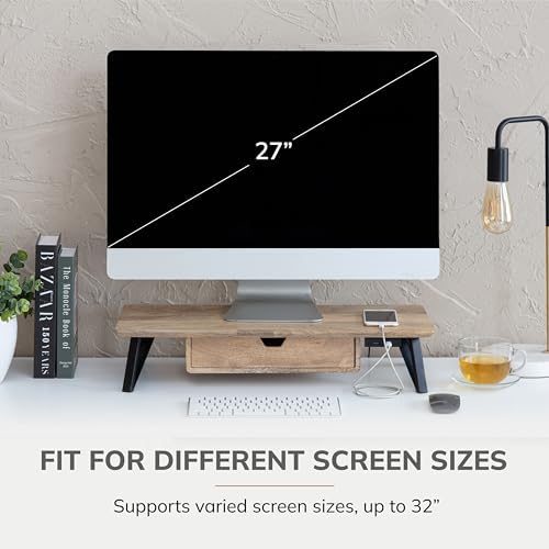 Anji Mountain Monitor Stand for Desk - Desktop Organizer & Laptop Riser, Ergonomic Monitor Riser, Space-Saving, Durable,