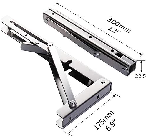 Storystore Folding Shelf Brackets - 12 Inch Heavy Duty Stainless Steel Collapsible Shelf Bracket for Bench Table, Space 