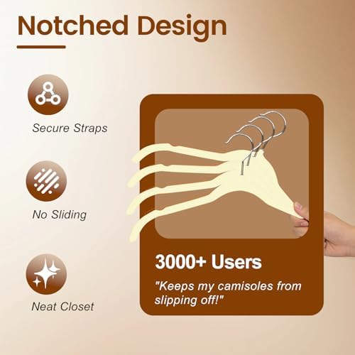 Velvet Shirt Hangers 50 Pack, No Shoulder Bumps for Clothes (Ivory)