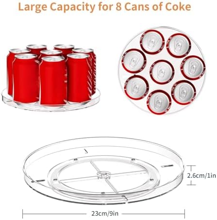 2 Pack Lazy Susan Organizer Turntable, Clear 9 Inch Rotating Organizer Tray for Cabinet Table Top, Round Non-Skid Refrig