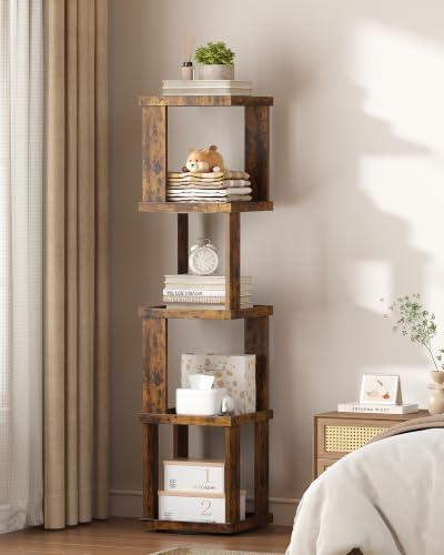 TUTOTAK 5-Tier 360°Rotating Bookshelf, Narrow Book Shelf, Corner Bookcase
