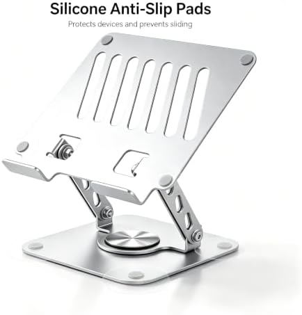 Laptop Stand with 360° Rotating Heavy Base, Foldable Adjustable