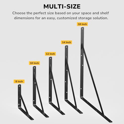 12 Pack 12 Inch Heavy Duty Shelf Bracket, Wall Shelf L Brackets for Floating Shelves, 250 LBS Max Load, Mounting Hardwar