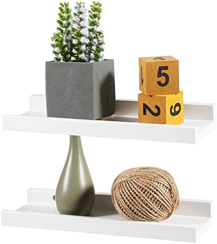 12x4-Inch White Solid Wood Floating Shelf for Wall Decor