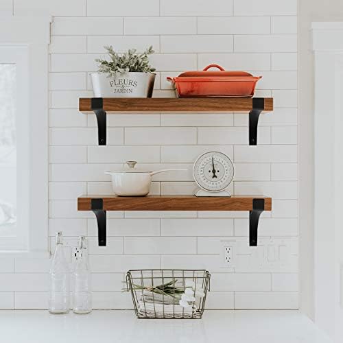 Heavy Duty Shelf Brackets, 8 Inch 6-Pack Exquisite Shelf Brackets, Strong Support Mental L Brackets Heavy Duty Floating 