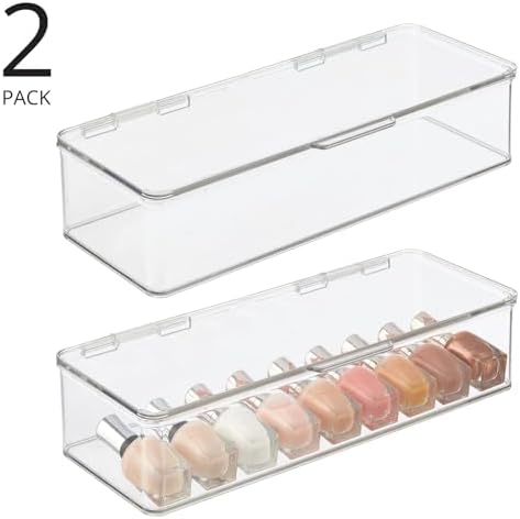 mDesign Makeup Storage Stackable Organizer Box for Bathroom Vanity, Countertops, Drawers - Holds Blenders, Eyeshadow Pal