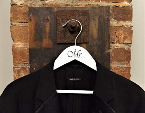NAHANCO MRMR20117WB Same Sex, Gay Pride Hanger Set, White Wood Hangers with Black Imprint (Mr. and Mr.), 17” (2-Piece Se