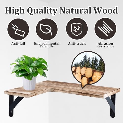 5 Pack Floating Shelves, Rustic Wood, Light Brown