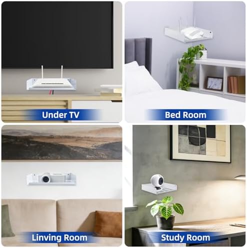 Metal Floating Shelf 9 x 6.9 Inch, Compact Wall Mounted Shelf with Lip for Router, Game Console, AV Equipment