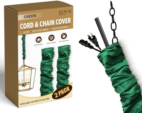 Royal Designs, Inc. Cord & Chain Cover 4 ft Silk Type Fabric, Chandelier Pendant Lighting Chain & Cable Management, Touc