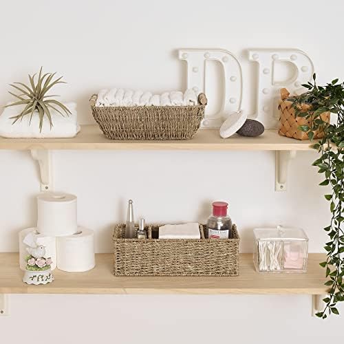 StorageWorks Wicker Toilet Basket Tank Topper, Seagrass Storage Baskets