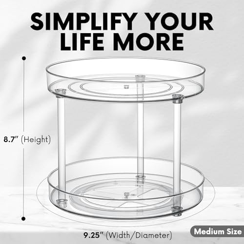 Clear Lazy Susan Turntable Organizer, Rotating Spice Rack Kitchen Pantry Organization and Storage, Medicine Cabinet Orga
