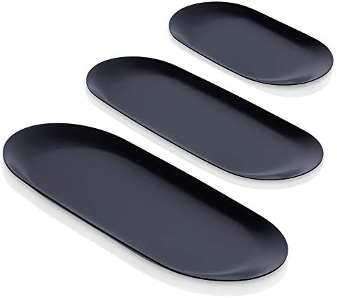 Black Stainless Steel Tray Set of 3, 7, 9 & 11 Inch Vanity